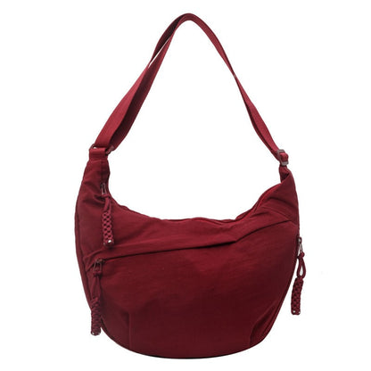 🏆5k sold this week!👜Women's Fashion Plain Color Nylon Crossbody Hobo Bag