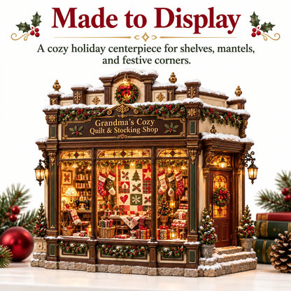 🧵 Grandma’s Cozy Quilt Shop DIY Kit 🎄 | Light-Up Christmas Miniature | Build Your Own Holiday Tradition