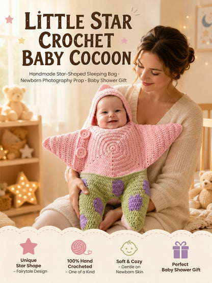⭐ Handmade Crochet Starfish Baby Swaddle Sleeping Bag — A Cozy Little Star Wrap For Your Newborn’s Sweetest Moments 🌙✨