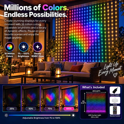 ✨ Turn Your Balcony Into A Giant LED Light Show! 🎄 Smart 400-LED Animated Mesh Screen 🎆📱