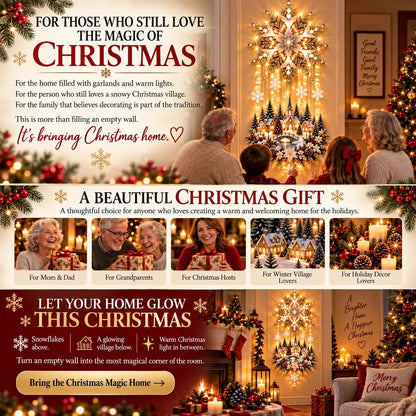 🔥Last Day 55% OFF❄️Christmas Snowflake Village Lighted Wall Decor