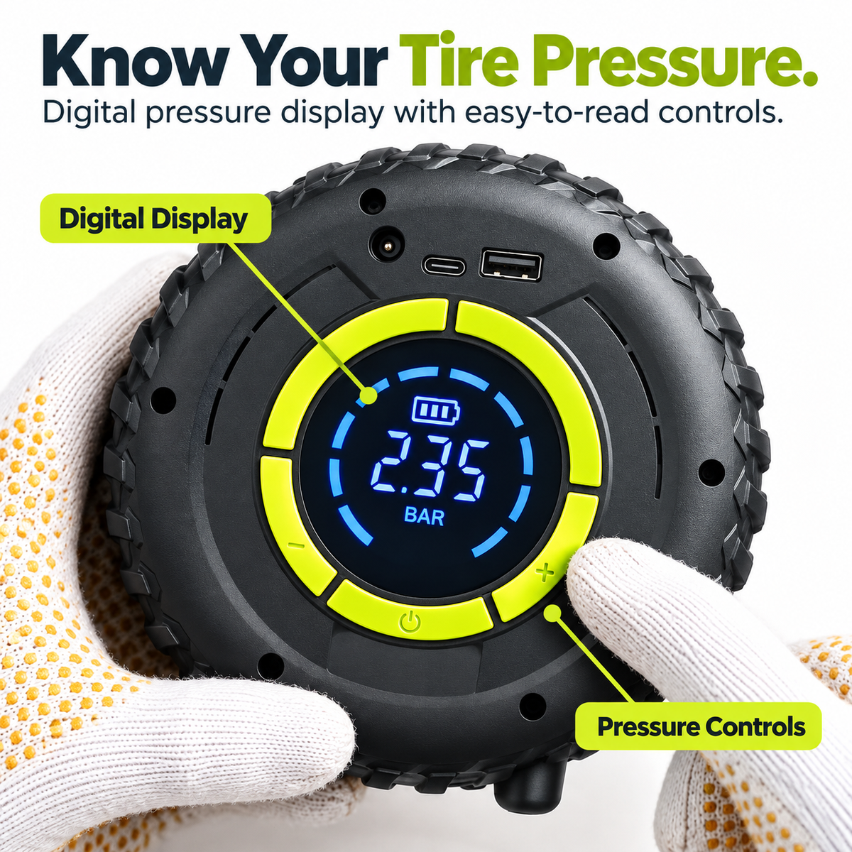🚗 Car Jump Starter Tire Inflator, Portable Emergency Air Compressor with SOS Light & Power Bank