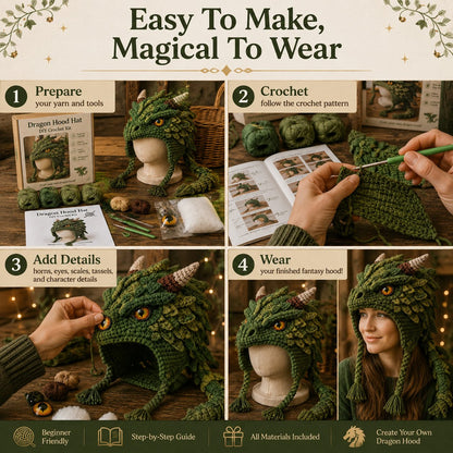 🧶✨ Fantasy Hood Hat DIY Crochet Kit | Premium Soft Yarn Materials with Step-by-Step Guide DIY Handmade Wearable Character Hood 🎭✨