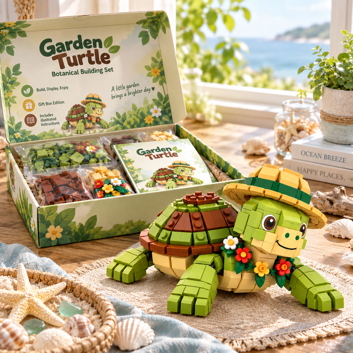 🐢Green Garden Turtle Building Brick Set