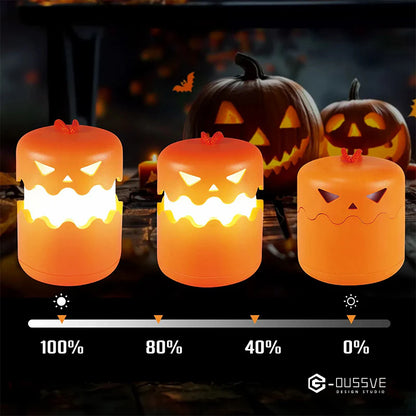 🎃 2-in-1 Foldable Halloween Pumpkin Lantern – Rechargeable LED Handheld Night Light with Dual Expressions & Hanging Lanyard