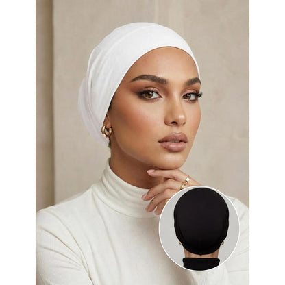 🔥3 Pack Women Solid Jersey Hijab Flat Top Cap