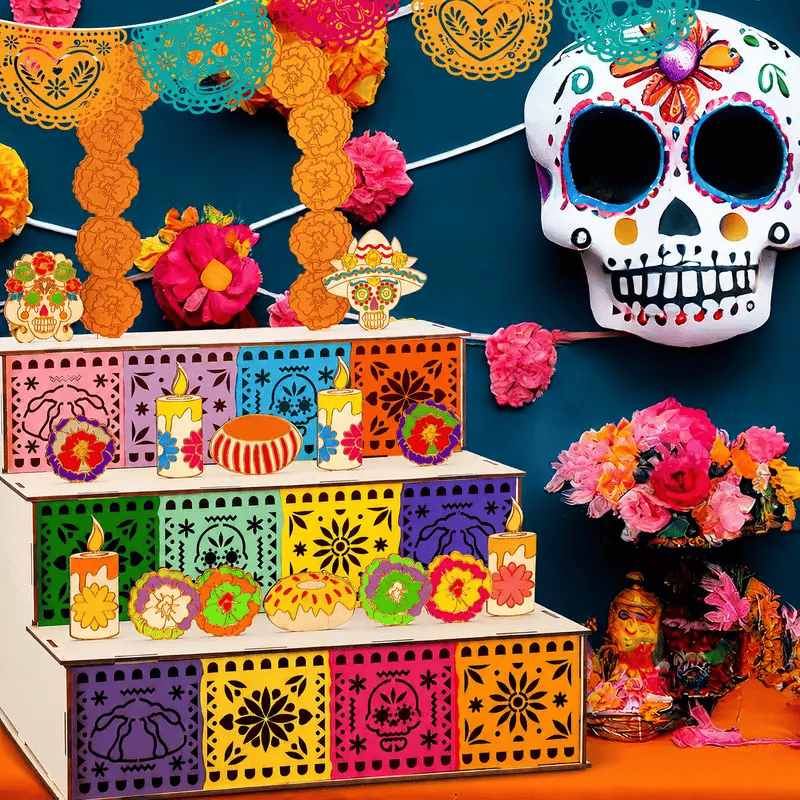 ✨Last Day 49% OFF - 🎃🏵️Day of the Dead Wooden Altar Display Set | 💕Death is not the end of life, forgetting is
