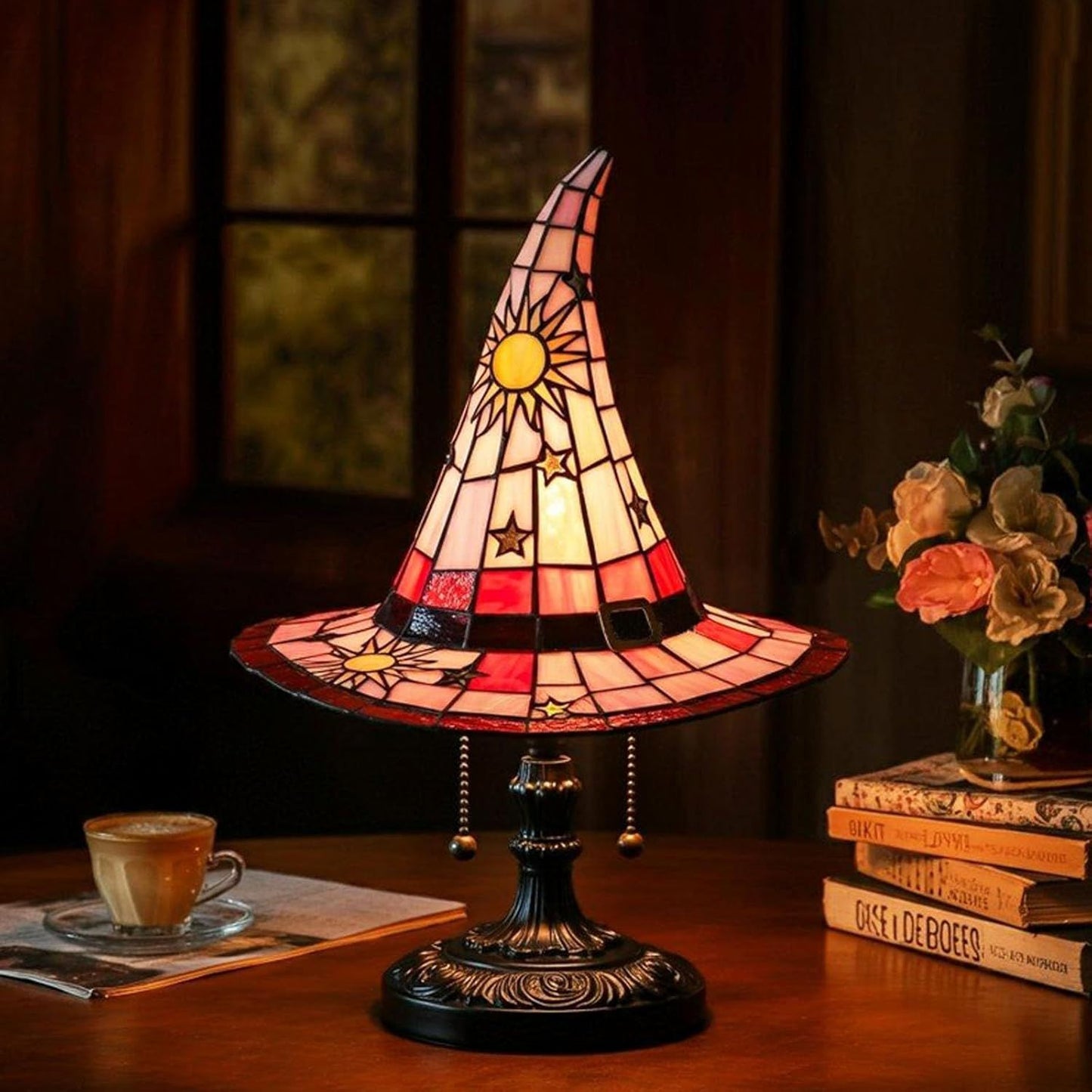 🧙‍♀️🪄Witch Hat Lamp That Casts Enchanting Glow, Stained Glass USB Light for Instant Halloween Vibe