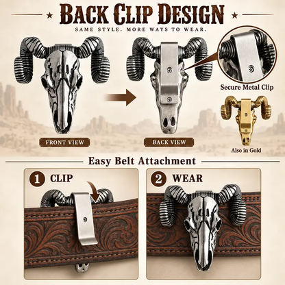 Western Skull Pendant Necklace & Belt Clip