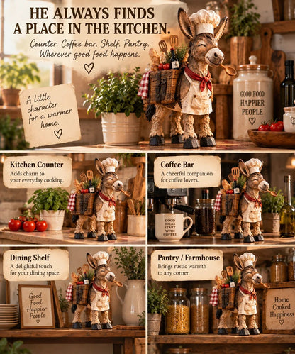 🫏 The Stubborn Little Chef — Carved Kitchen Donkey Figurine 🎁