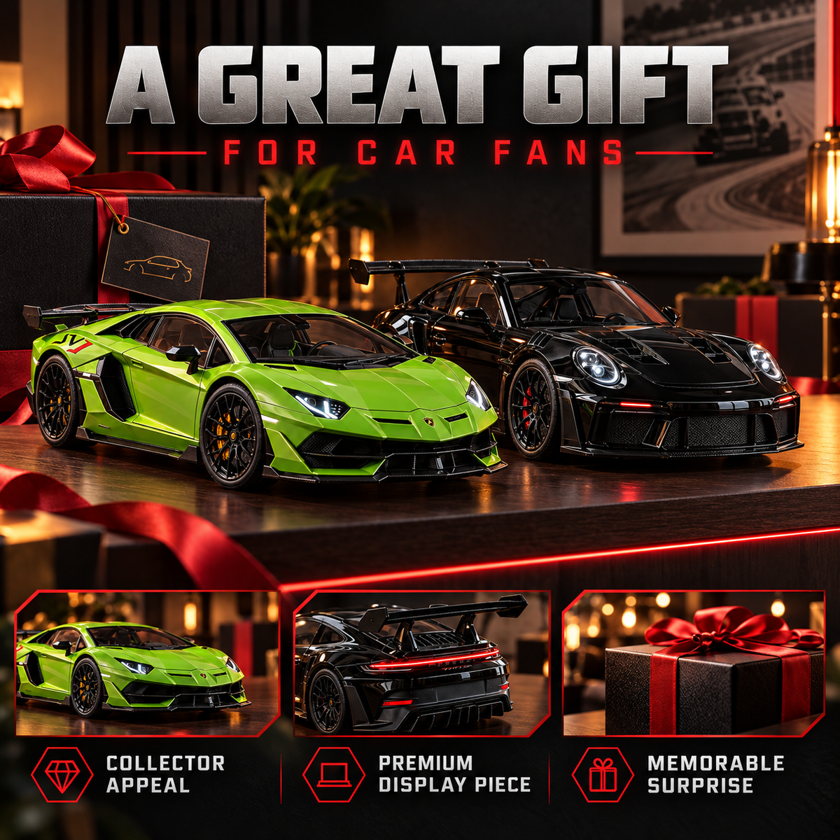 🏎️💨 Track-Inspired Sports Car Display Model – Exhaust Mist Effect Collector Decor!!!