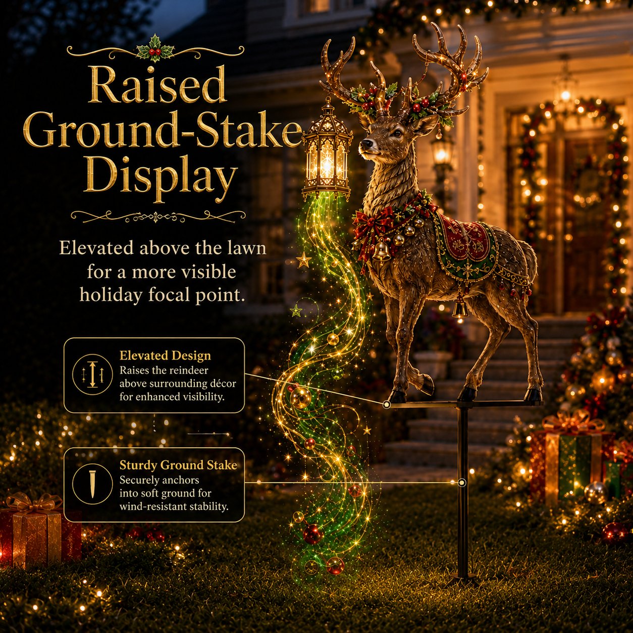 🔥Hot Sale 40% OFF🎄Light-Up Reindeer Christmas Yard Stake