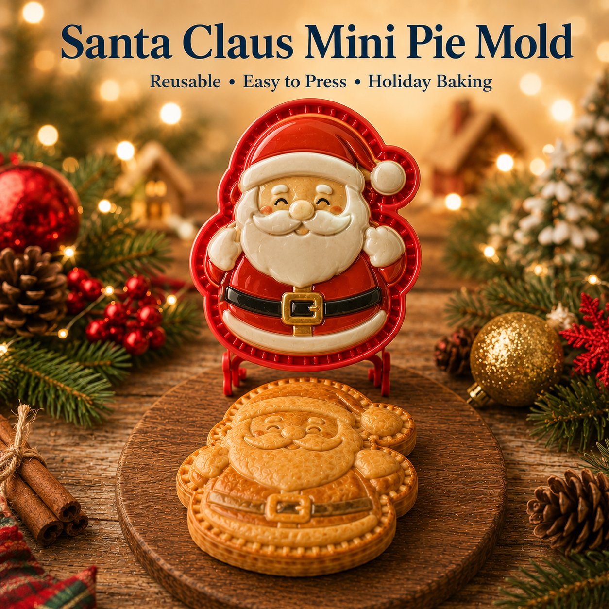 ⏳ Last Day 49% OFF – 🎄16-Design Christmas Mini Pie Mold Collection | Reusable Embossed Molds for Shaping Detailed Santa, Snowman, Reindeer, Tree & Holiday Pies 🥧✨