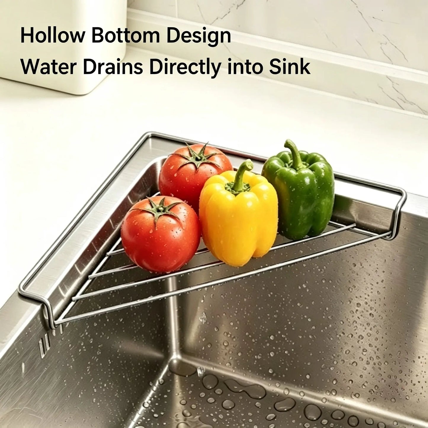 💧 Corner Sink Draining Shelf with Open Wire Rack Design
