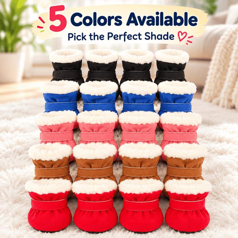 🐾Soft Velvet Puppy Booties, Warm Non-Slip Paw Covers for Small Dogs