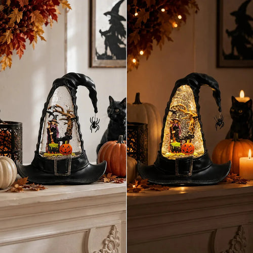 Witches Hat Lighted Water Lantern With Swirling Glitter - 4500755  - USB Included New