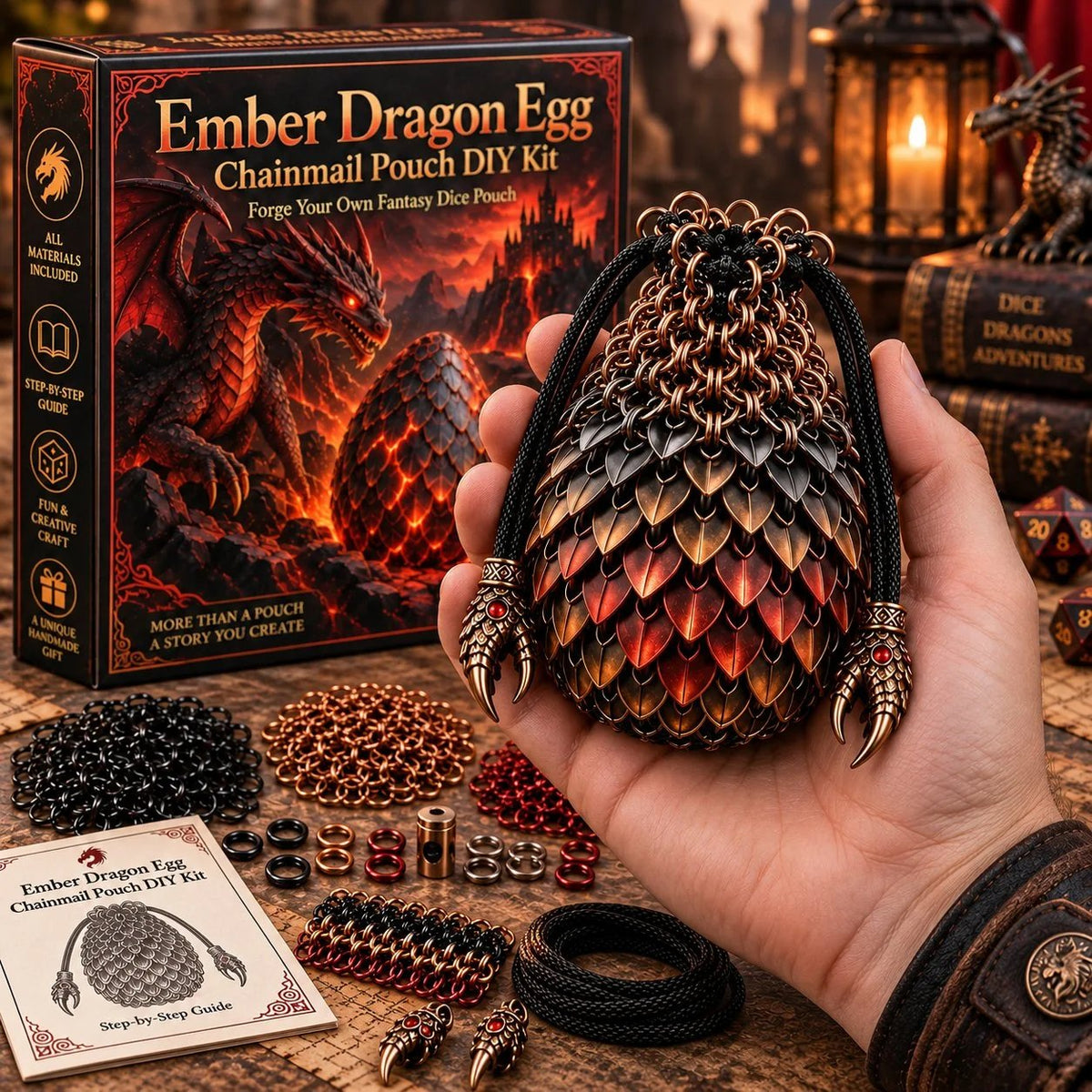 Dragon Egg Chainmail Pouch DIY Kit – 8 Fantasy Styles