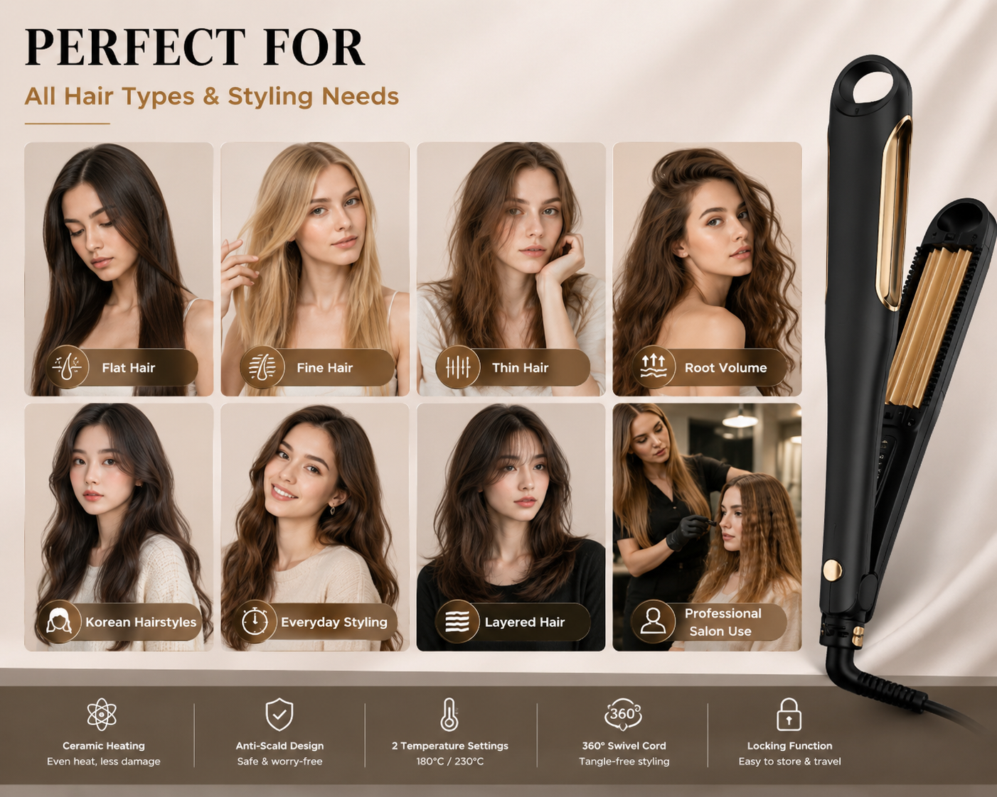 Corn Ironing Plywood Fluffy Convenient Lazy Styling Curling Iron