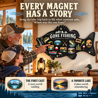 ⏳ Last Day 49% OFF – 🎣 Bass-Shaped Magnetic Fishing Memory Board | 3 Sizes for Lake Magnets, Fishing Trips & Keepsakes 🐟
