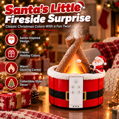 MerryMist Christmas Campfire Aroma Diffuser – Cozy Flame-Style Glow, Festive Mist & Adorable Santa/Gingerbread Designs