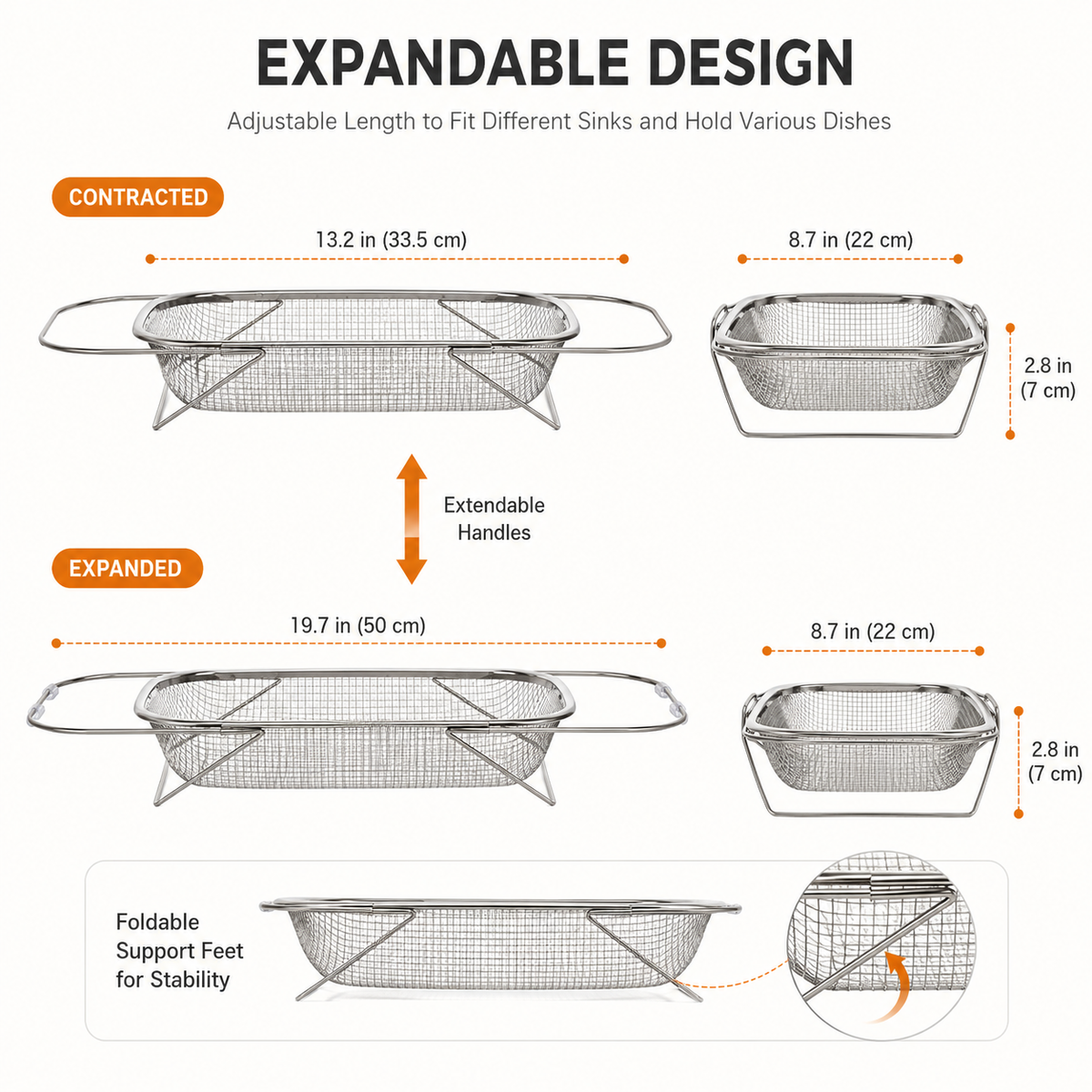 🔥50% OFF TODAY💦 Expandable Over-the-Sink Strainer Basket