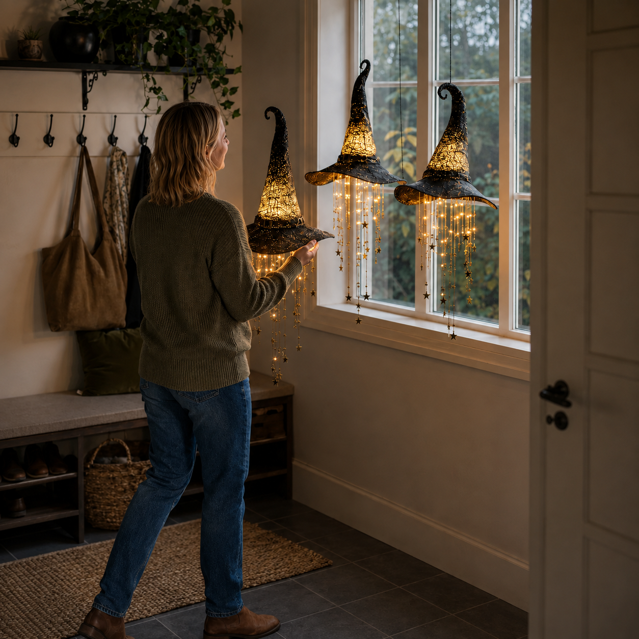 🎩Lighted Witch Hat Hanging Chime