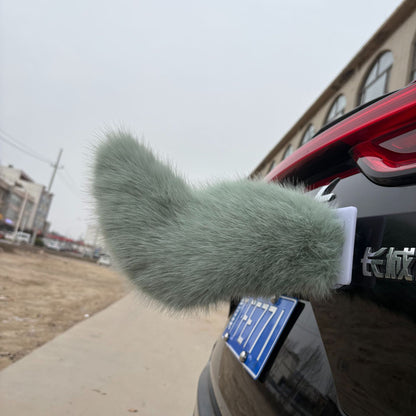 Electric Cat Tail for Car Decoration, Remote-Controlled Wagging Plush Tail for Car