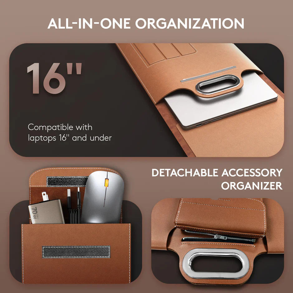 ✨ 3-in-1 Workstation Sleeve for 16" Laptops | 15W Wireless Charging & Ergonomic Stand 💻⚡️💼