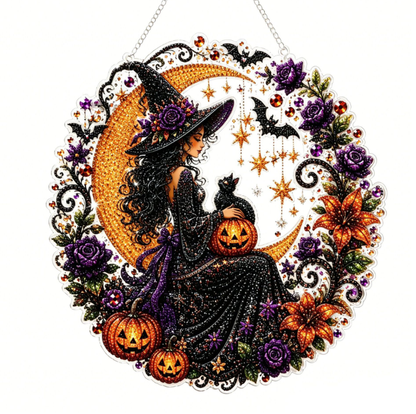 🧙‍♀️🎃DIY Halloween Witch Friendship Diamond Art Window Suncatcher