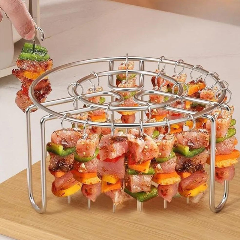 🔥 Air Fryer Skewer Rack – Stainless Steel Vertical Kebab Holder for Air Fryers, Ovens & Homemade BBQ Snacks🍢