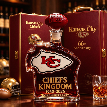 Chiefs Kingdom 66th Anniversary KC Helmet Whiskey Decanter