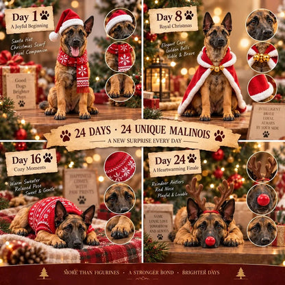 🐕🎄 Belgian Malinois Christmas Advent Calendar – 24 Unique Mini Dog Figurines