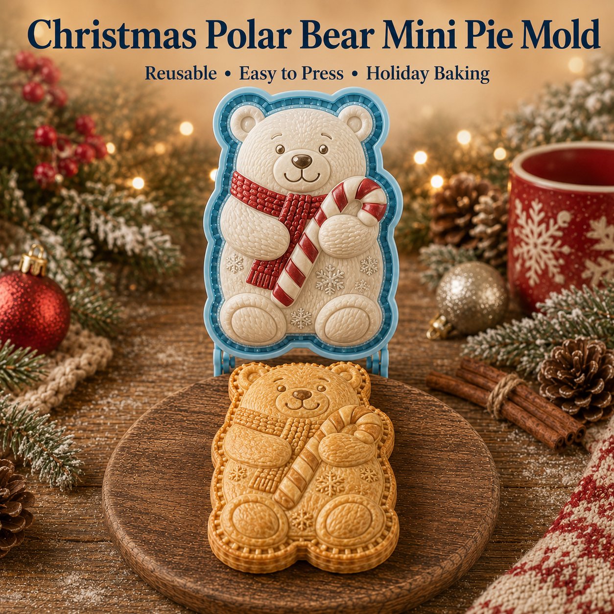 ⏳ Last Day 49% OFF – 🎄16-Design Christmas Mini Pie Mold Collection | Reusable Embossed Molds for Shaping Detailed Santa, Snowman, Reindeer, Tree & Holiday Pies 🥧✨