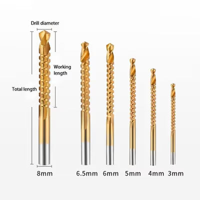 Cobalt Drill Bit Set (6 PCS) - Multi-Purpose HSS Co Thread Tap & Countersink Bit Set with 1/4 Inch Quick Change Hex Shank for Metal Drilling