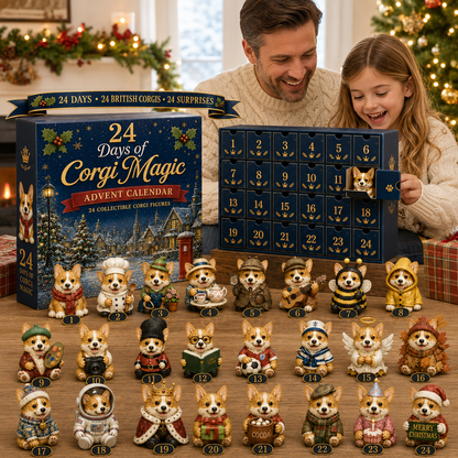 2026 British Corgis Blind Box - 24‑Day Festive Countdown, Corgi Figurines Blind Box - Gift For Corgi Lovers