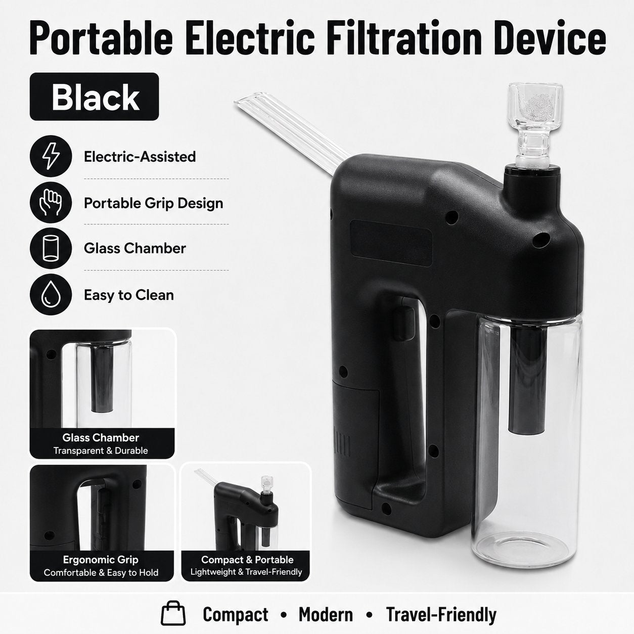 ⚡ LAST DAY 50% OFF – Portable Handheld Electric Filtration Device | Compact Glass Chamber Design with Electric-Assisted Operation & 6 Color Options ✨