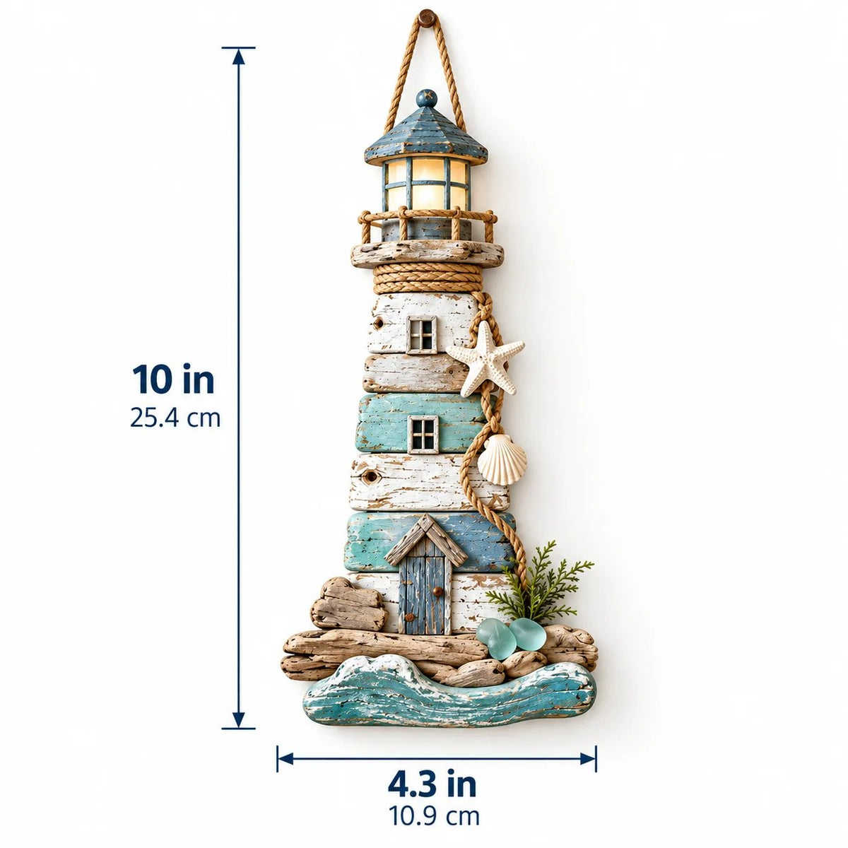 🌊🏠Coastal-Style Driftwood Lighthouse Wall Decor – Rustic Hanging Decoration for Beach Houses ❤️