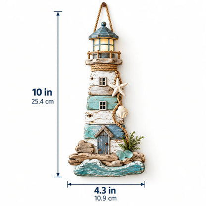 🌊🏠Coastal-Style Driftwood Lighthouse Wall Decor – Rustic Hanging Decoration for Beach Houses ❤️
