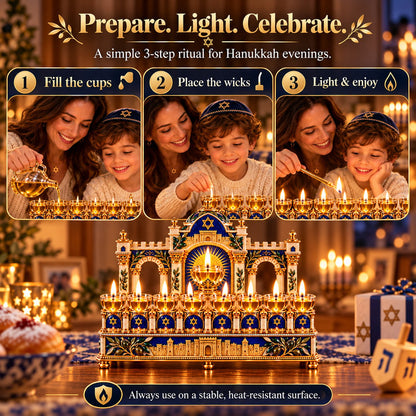 8-Night Hanukkah Oil Light Centerpiece