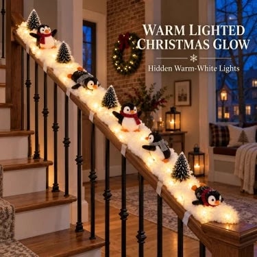 🐧 Penguin Christmas Stair Snow Decor | A Cozy Penguin Christmas Story ✨