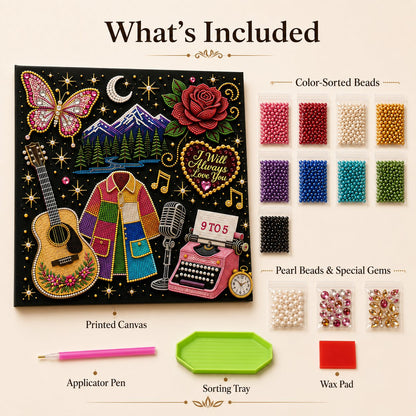 🎤 Premium 3D Pearl Dolly Country Music Tribute Art Kit | Luxury Flocked Canvas with Scratch-Resistant Non-Fading Acrylic Resin Pearls & Faceted Drills DIY Keepsake Decor 💎✨