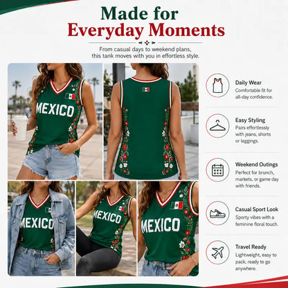 ⚽🔥 Show Your Team Spirit in Style! 🇲🇽☀️Sleeveless V-Neck Soccer Fan Tank | Lightweight Breathable Summer Sports Top 💚🏆