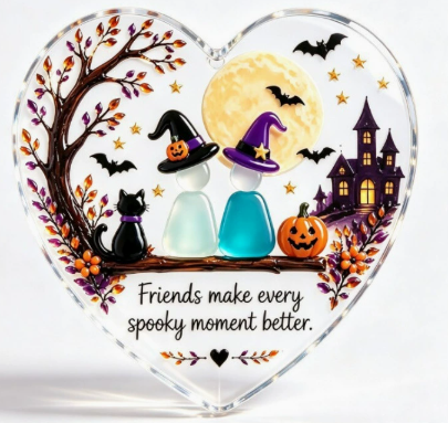 🎃 Halloween Friendship Sea Glass Ornament