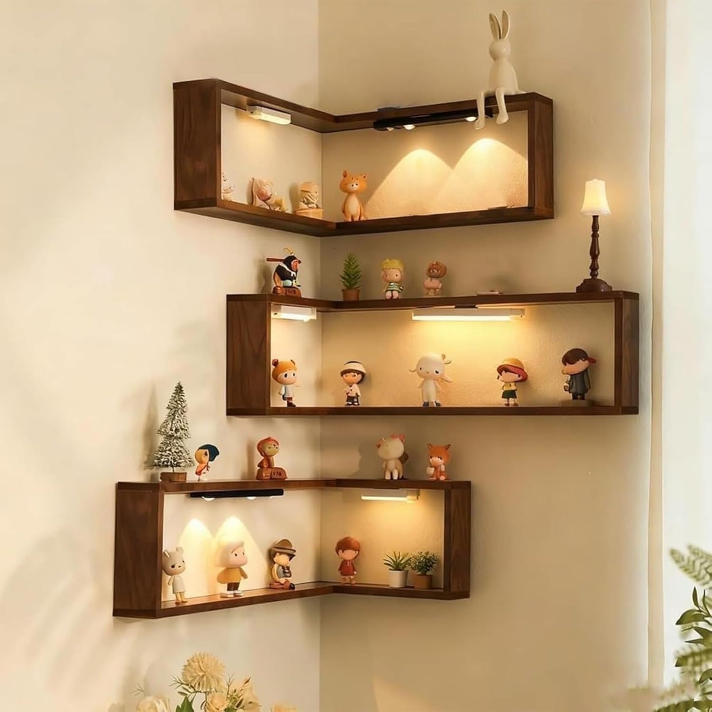90° corner floating wall-mounted shelf, suitable for living room, bedroom, and entryway