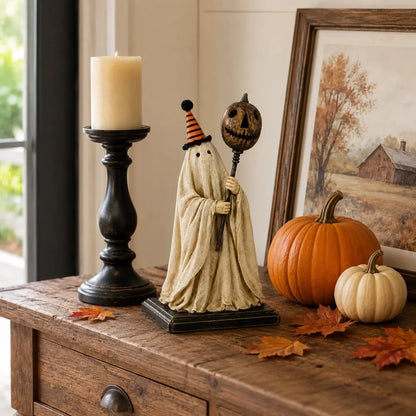 🏆Summerween Sale 48% OFF 👻🎃 Lighted Vintage Ghost Figurine with Glowing Pumpkin Staff