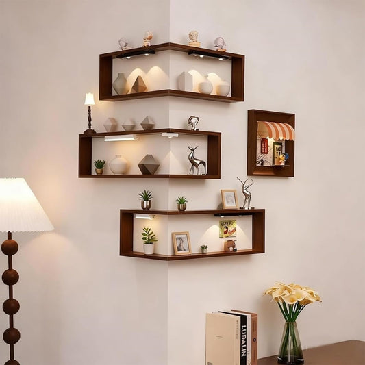 90° corner floating wall-mounted shelf, suitable for living room, bedroom, and entryway