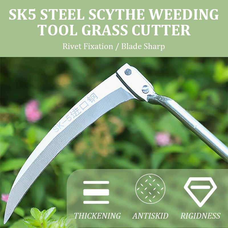 🌿 SK-5 Steel Gardening Scythe, Sharp Lightweight Weed Cutter for Farm Yard Plant Trimming