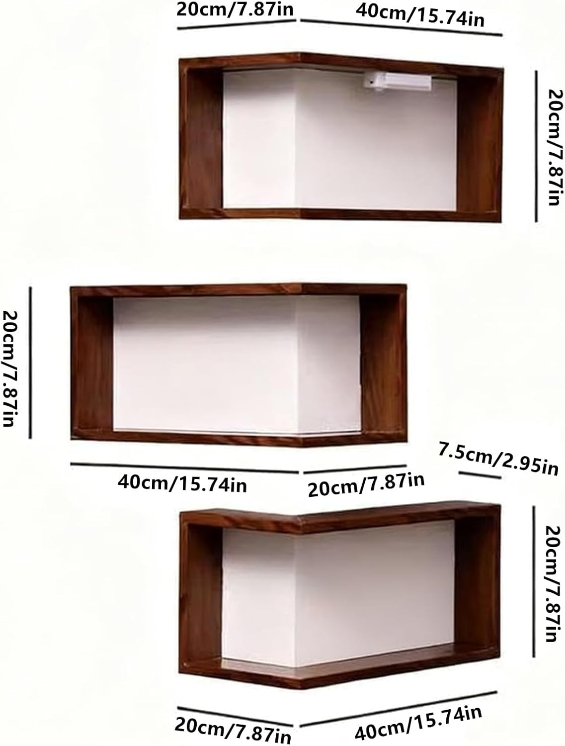 90° corner floating wall-mounted shelf, suitable for living room, bedroom, and entryway