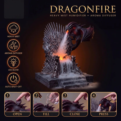 🐉 Dragon’s Breath Mist Diffuser – LED Fantasy Throne Decoration
