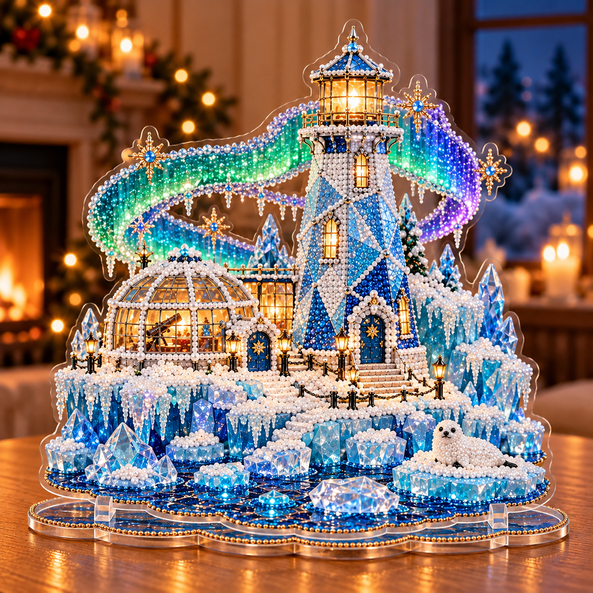 🎄 Christmas Lighthouse Village – DIY Sparkling Diamond 2D Art Decoration Kit
